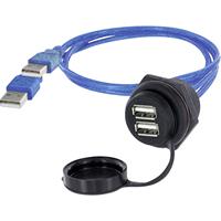 encitech 1310-1035-05 1310-1035-05 USB-connector Chassisbus, inbouw M30 Zwart, Blauw 1 stuk(s)