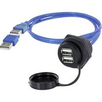 encitech 1310-1035-04 1310-1035-04 USB-connector Chassisbus, inbouw M30 Zwart, Blauw 1 stuk(s)