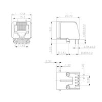 Encitech RJ45 Steckverbinder Buchse, Einbau horizontal RJJU-88-143-E7V-012 Schwarz 3257-0012-03