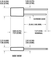 broadcom HLMP-S301 Bedrade LED Geel Rechthoekig 2 x 5 mm 4 mcd 110 ° 20 mA 2.1 V