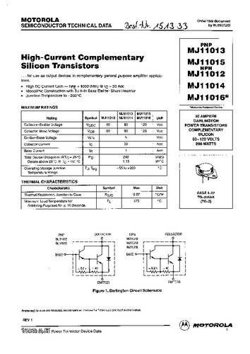 onsemiconductor ON Semiconductor Transistor (BJT) - discreet MJ11015G TO-3 Aantal kanalen 1 PNP - Darlington