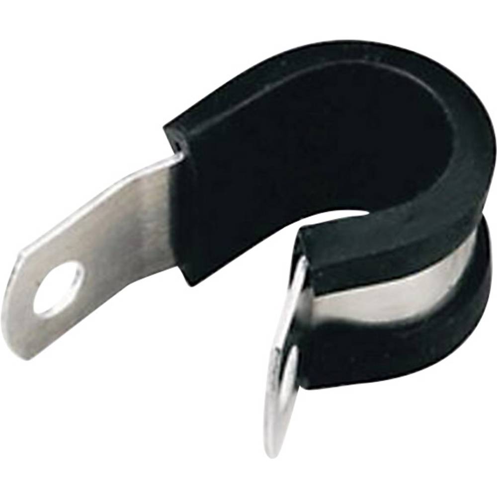 HellermannTyton ALU4C Bevestigingsklem 211-15040 Bundel-Ø (bereik) 3.20 mm (max) Met chloropreen-beschermprofiel Zilver, Zwart 1 stuk(s)