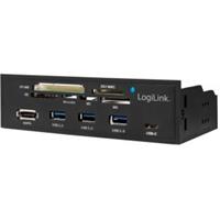logilink USB HUB 3.0 met 6-lade kaartnleser zwart