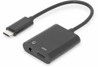 digitus Adapter USB-C naar koptelefoonstekker - USB-C (M) naar stereo ministekker, USB-C (V) - 20 cm - zwart