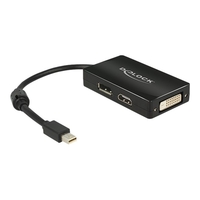 Delock DisplayPort / HDMI / DVI Adapter [1x Mini-DisplayPort stekker - 1x DisplayPort bus, HDMI-bus, DVI-bus 24+1-polig] Zwart Met Ferrietkern 16.00 cm