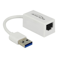 Delock USB-A naar RJ45 Gigabit Ethernet LAN adapter / compact - USB3.0 - CAT6 / wit - 0,10 meter