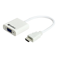 Sandberg HDMI to VGA Converter. Aansluiting 1: HDMI, Aansluiting 2: VGA. Kleur van het product: Wit