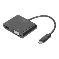 Digitus USB / HDMI / VGA Adapter [1x USB-C stekker - 1x HDMI-bus, VGA-bus] Zwart 0.11 m