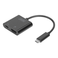 Digitus USB / HDMI Adapter [1x USB-C stekker - 1x HDMI-bus, USB-C bus] Zwart 0.11 m