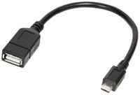 LogiLink LogiLink AA0035. Lengte snoer: 0,2 m, Aansluiting 1: Micro-USB B, Aansluiting 2: USB A, USB-versie: USB 2.0, Geslacht connector: Mannelijk/Vrouwelijk, Maximale overdrachtssnelheid van gegeven
