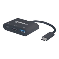 Manhattan USB-C 3-Port Hub/Dock/Converter, USB-C to HDMI, USB-C (including Power Delivery) and