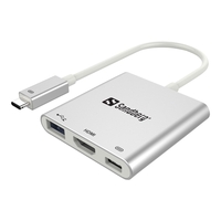 sandberg Mini Dock - HDMI, USB-A, USB-C (V) naar USB-C (M) - 4K ondersteuning