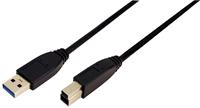 LogiLink 1m USB 3.0 1m USB A USB B Mannelijk Mannelijk Zwart USB-kabel