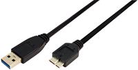 LogiLink CU0027 3m USB A Micro-USB B Mannelijk Mannelijk Zwart USB-kabel