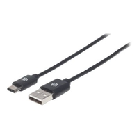 Manhattan USB 2.0 Typ C-Kabel, Typ A-Stecker auf Typ C-Stecker, 480 Mbit/s, 3 m, schwarz - USB