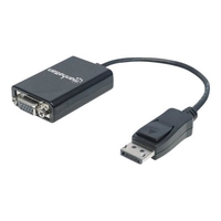 Manhattan DisplayPort to VGA HD15 Converter Cable, 15cm, Male to Female, Active, DP With Latch,