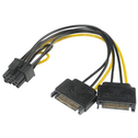 akasa 2x 15-Pin-SATA auf 1x 6+2-Pin-PCIe Adapter