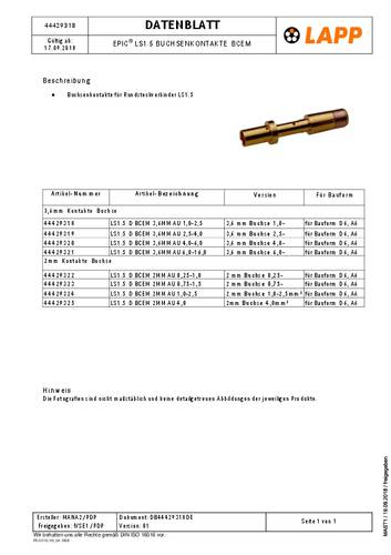 EPIC POWER LOCK krimpcontact EPIC POWER LS1.5 D BCM 3,6MM AU 2,5-4,3,0 44429319 LAPP 10 stuk(s)