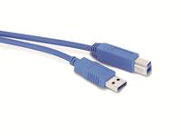 USB3.0 Anschlusskabel, A/B, 1 m, blau
