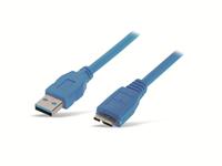 USB3.0 Anschlusskabel, A/Micro-B, 0,5 m, blau