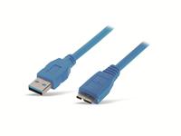USB3.0 Anschlusskabel, A/Micro-B, 1,8m, blau