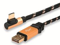 Roline USB2.0-Kabel  GOLD, USB-A auf USB-C, 0,8m