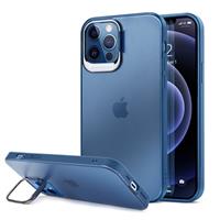 iPhone 12 Pro Max Hybrid Case met Verborgen Standaard - Blauw / Transparant