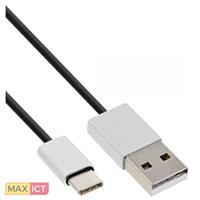InLine 35835 5m USB A USB C Mannelijk Mannelijk Aluminium, Zwart USB-kabel