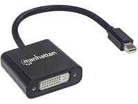 Manhattan 322485 Mini-displayport Adapter [1x Mini-DisplayPort stekker - 1x DVI-bus 24+5-polig] Zwart Afgeschermd, UL gecertificeerd 15.00 cm