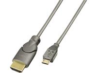 Lindy 0.5m HDMI - USB 2.0 Micro B M/M. Lengte snoer: 0,5 m, Aansluiting 1: HDMI, Aansluiting 2: Micro-USB