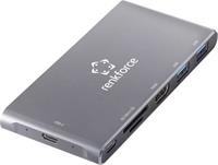 Renkforce RF-PCR-550 Externe geheugenkaartlezer / hub USB 3.2 Gen 1 (USB 3.0), HDMI, USB-C Grijs-aluminium