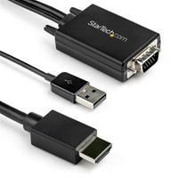 startech .com 2m VGA to HDMI Converter Cable with USB Audio Support & Power, Analog to Digital Video Adapter Cable to connect a VGA PC to HDMI Display, 1080p Male to Male Monitor Cable - Supports Wide Displays