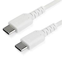 startech .com 1m USB C Charging Cable, Durable Fast Charge & Sync USB 2.0 Type C to USB C Laptop Charger Cord, TPE Jacket Aramid Fiber M/M 60W White, Samsung S10, S20 iPad Pro MS Surface - Heavy Duty and Rugge
