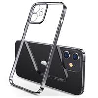 Sulada Plating Frame iPhone 12 TPU Case - Zwart / Doorzichtig