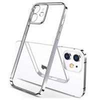 Sulada Plating Frame iPhone 12 TPU Case - Zilver / Doorzichtig