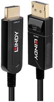 LINDY DisplayPort / HDMI / Glasvezel Adapterkabel DisplayPort stekker, HDMI-A stekker 50.00 m Zwart 38494 Ultra HD-HDMI DisplayPort-kabel