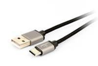 CableXpert USB-C kabel katoen, 1.8 meter zwart,