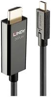 LINDY 43317 USB-C-displaykabel Aansluitkabel USB-C stekker, HDMI-A stekker 10.00 m Zwart