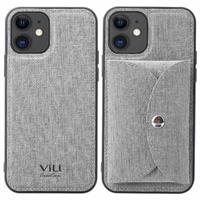 Vili T iPhone 12/12 Pro Hoesje met Magnetische Portemonnee - Grijs
