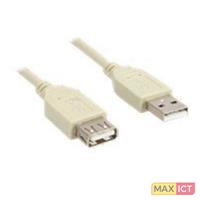 InLine 1.8m USB 2.0 1.8m Mannelijk Vrouwelijk Beige USB-kabel