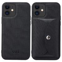 Vili T iPhone 12/12 Pro Hoesje met Magnetisch Portemonnee - Zwart