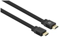 Manhattan 355629 HDMI-kabel HDMI Aansluitkabel HDMI-A stekker, HDMI-A stekker 3.00 m Zwart Afgeschermd (dubbel), Plat, Platte uitvoering, High Speed HDMI met