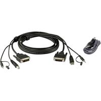 ATEN KVM Aansluitkabel [1x DVI-D-stekker, USB-A 2.0 stekker, Jackplug male 3.5 mm - 1x DVI-D-stekker, USB 2.0 bus A, Jackplug male 3.5 mm] 1.80 m Zwart