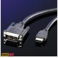 Roline ROLINE Monitorkabel DVI (18+1) - HDMI, M/M 3,0m. Lengte snoer: 3 m, Aansluiting 1: DVI-D, Aansluiting 2: HDMI