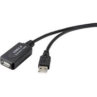 Renkforce USB-kabel USB 2.0 USB-A stekker, USB-A bus 20.00 m Zwart Actief met signaalversterking