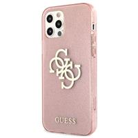 Guess Glitter 4G Big Logo iPhone 12 Pro Max Hybrid Case - Roze