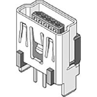 Molex 5000751517 Mini USB, B-Receptacle, Vertical, Through Hole Solder Tails and Shell Tabs