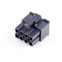 Molex 469920810 Mini-Fit Jr. Receptacle Housing, Dual Row, Nylon 6/6, UL 94V-2, 8 Circuits, Glow-Wire Capable, Black