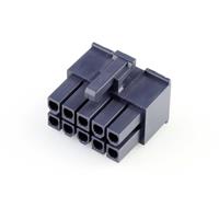 Molex 469921010 Mini-Fit Jr. Receptacle Housing, Dual Row, Nylon 6/6, UL 94V-2, 10 Circuits, Glow-Wire Capable, Black