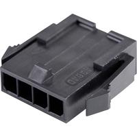 Molex 436400400 Micro-Fit 3.0 Plug Housing, Single Row, 4 Circuits, UL 94V-0, Panel Mount Ears, Low-Halogen, Black